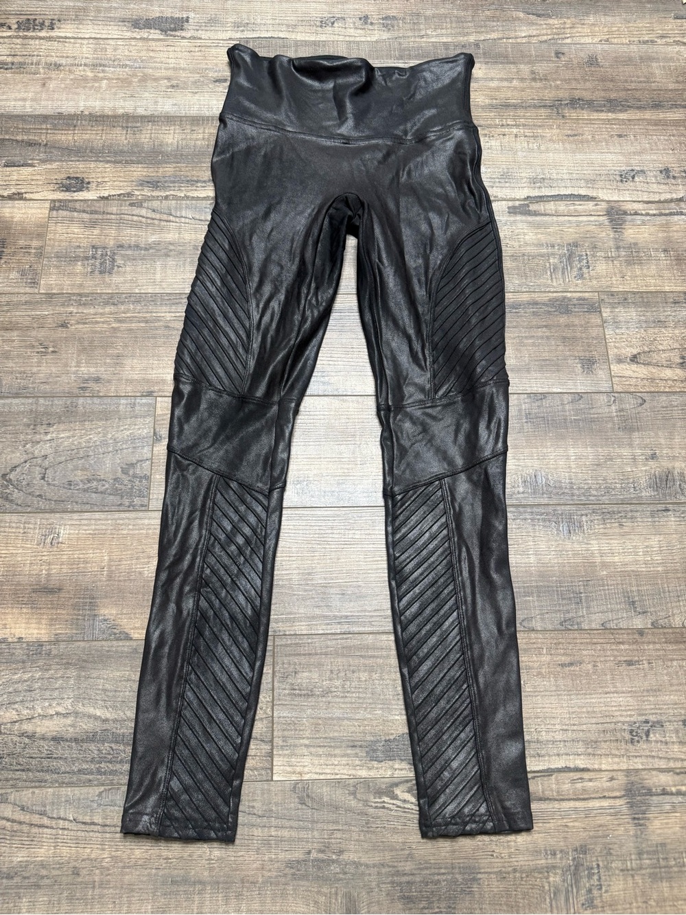Spanx Faux Leather Moto Leggings in Black Women's Size Medium